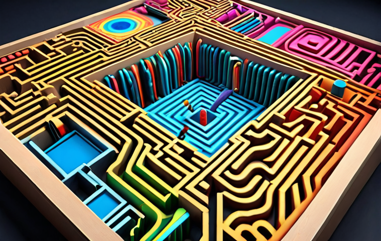 **A vibrant digital painting of a maze filled with colorful art tools like digital painting software interfaces, 3D sculpting tools, and AI art generators, symbolizing the endless creative possibilities of the digital art world.**